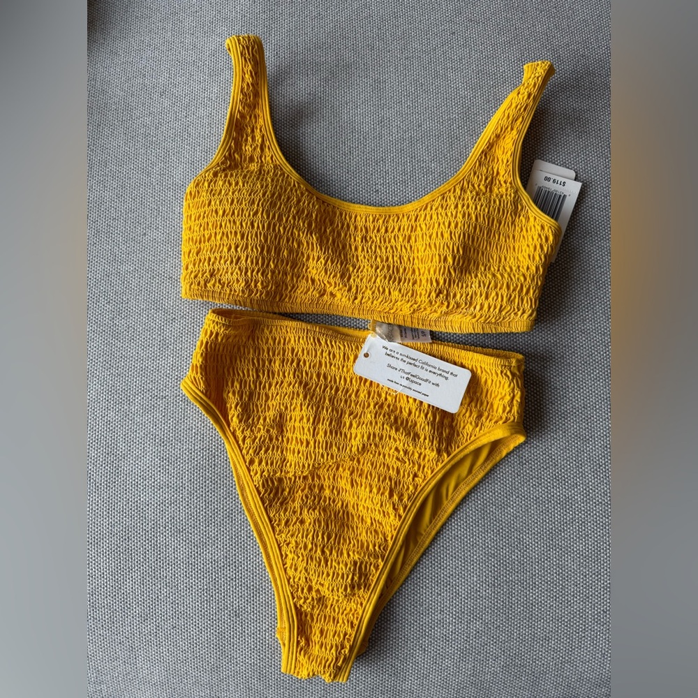 L*Space Yellow Textured Bikini